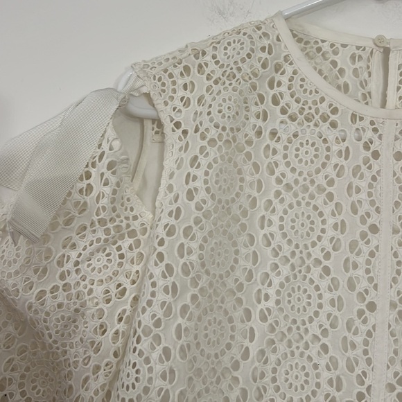 Sandro Paris White Eyelet Off Shoulder Sheer Blouse Size 1 Small - Picture 3 of 8